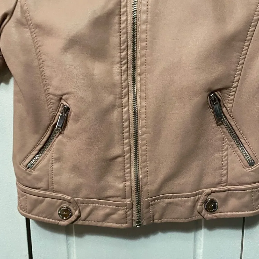 Urban Republic Girls Collection Faux Leather Moto Jacket Rose size S/5
